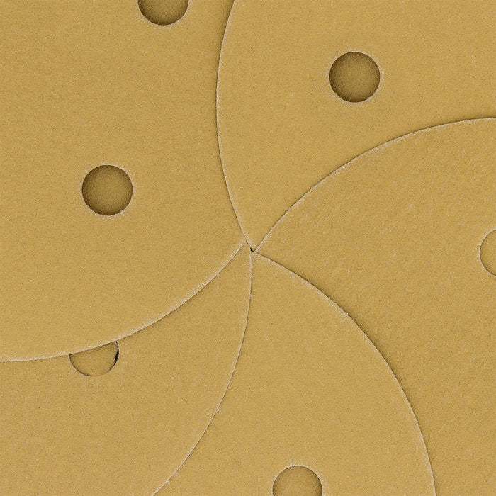 220 Grit - 5" Gold DA Sanding Discs - 5-Hole Pattern Hook and Loop - Box of 50