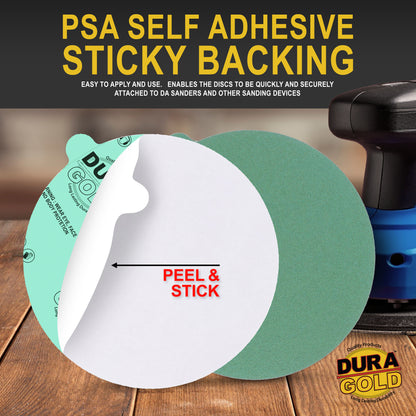 100 Grit - 5" Green Film - PSA Self Adhesive Stickyback Sanding Discs for DA Sanders - Box of 50