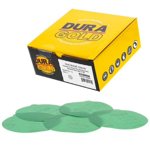 1200 Grit - 5" Green Film - PSA Self Adhesive Stickyback Sanding Discs for DA Sanders - Box of 50