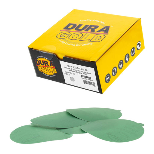 400 Grit - 5" Green Film - PSA Self Adhesive Stickyback Sanding Discs for DA Sanders - Box of 50