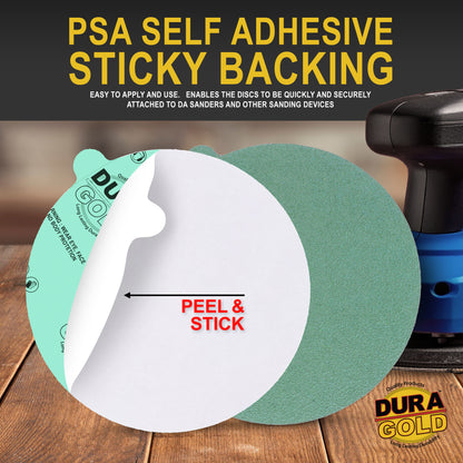 60 Grit - 5" Green Film - PSA Self Adhesive Stickyback Sanding Discs for DA Sanders - Box of 50