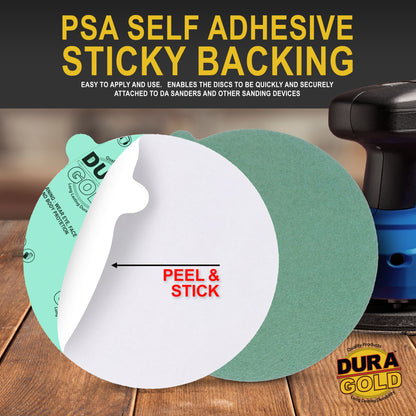 80 Grit - 5" Green Film - PSA Self Adhesive Stickyback Sanding Discs for DA Sanders - Box of 50