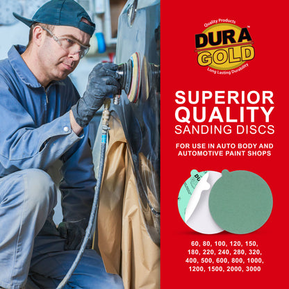 80 Grit - 5" Green Film - PSA Self Adhesive Stickyback Sanding Discs for DA Sanders - Box of 50