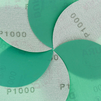 1000 Grit - 5" Green Film - Hook & Loop Sanding Discs for DA Sanders - Box of 50