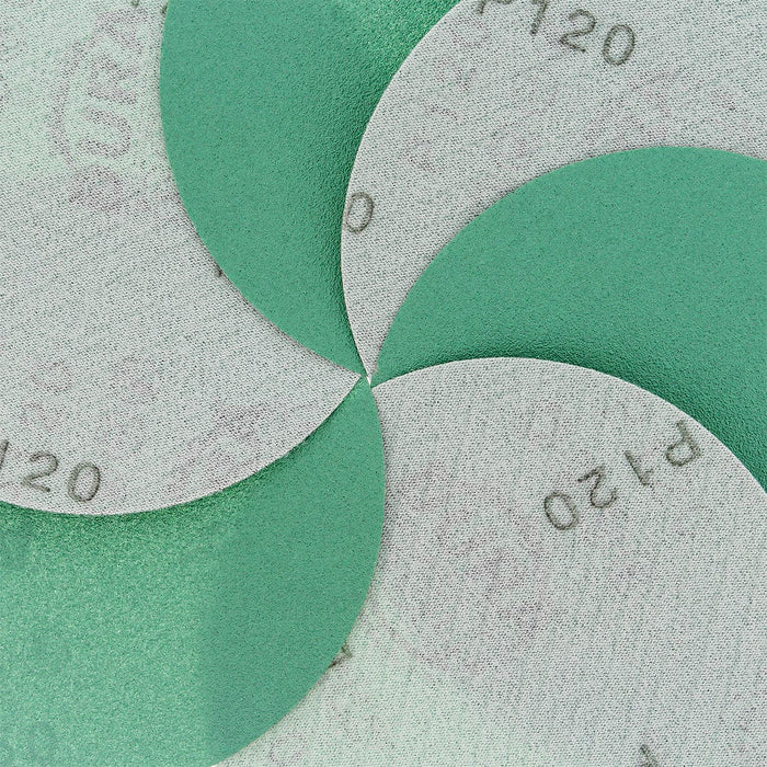 120 Grit - 5" Green Film - Hook & Loop Sanding Discs for DA Sanders - Box of 50