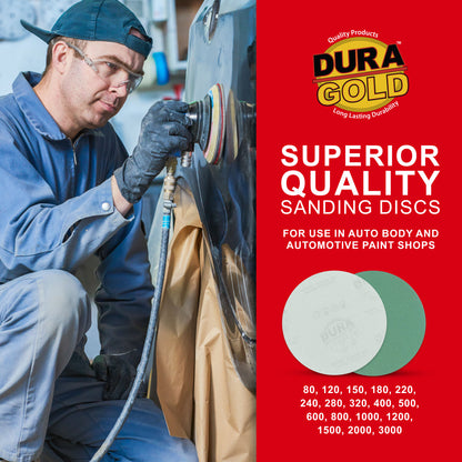 150 Grit - 5" Green Film - Hook & Loop Sanding Discs for DA Sanders - Box of 50