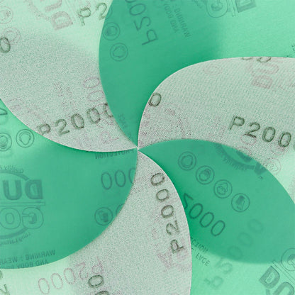 2000 Grit - 5" Green Film - Hook & Loop Sanding Discs for DA Sanders - Box of 50