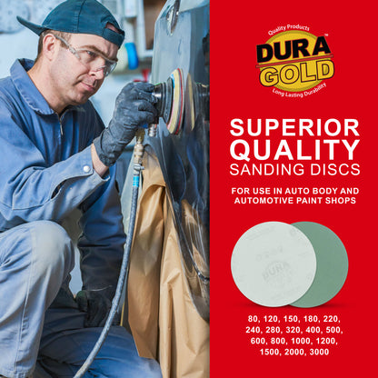 220 Grit - 5" Green Film - Hook & Loop Sanding Discs for DA Sanders - Box of 50