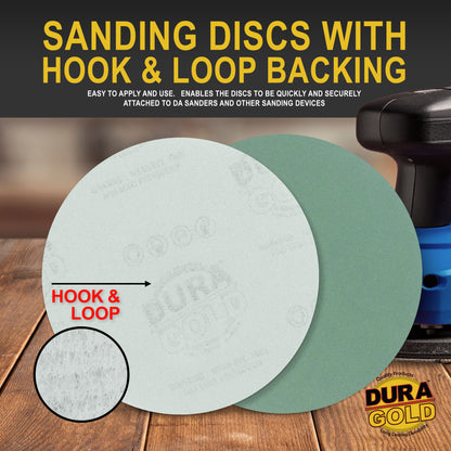 280 Grit - 5" Green Film - Hook & Loop Sanding Discs for DA Sanders - Box of 50