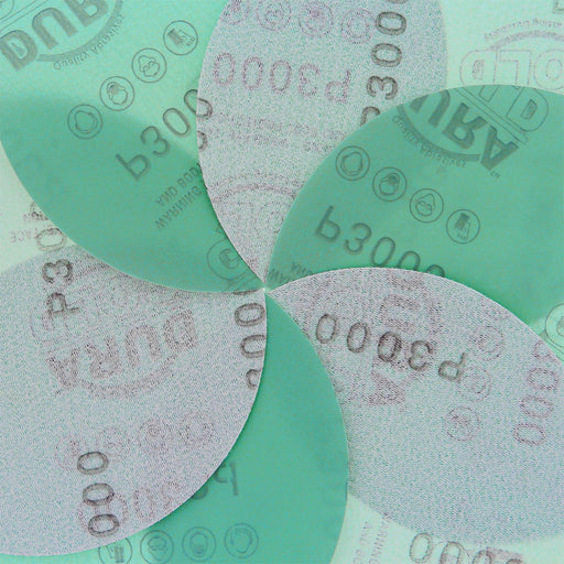 3000 Grit - 5" Green Film - Hook & Loop Sanding Discs for DA Sanders - Box of 50