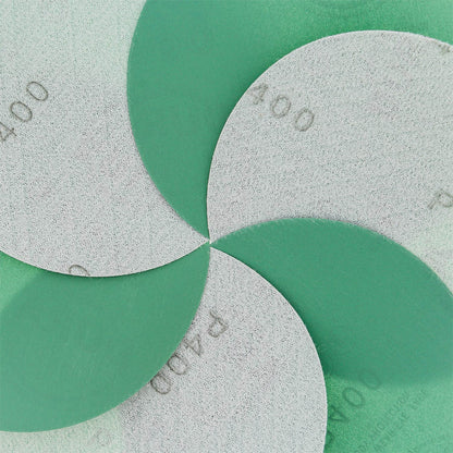400 Grit - 5" Green Film - Hook & Loop Sanding Discs for DA Sanders - Box of 50