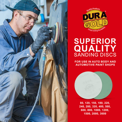 400 Grit - 5" Green Film - Hook & Loop Sanding Discs for DA Sanders - Box of 50