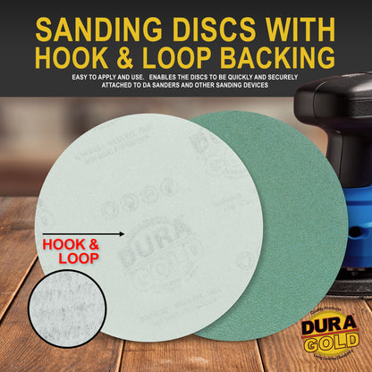 80 Grit - 5" Green Film - Hook & Loop Sanding Discs for DA Sanders - Box of 50
