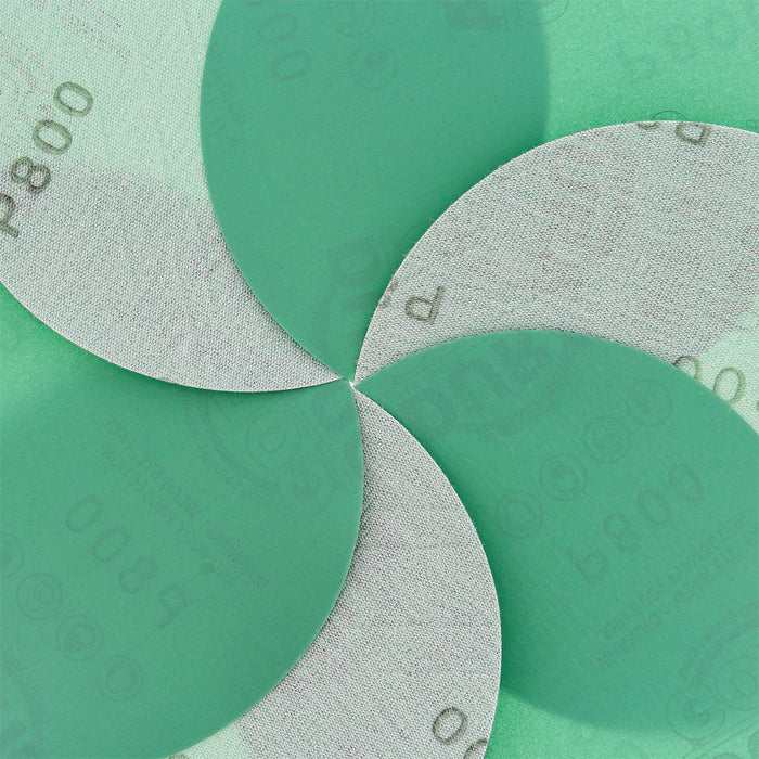 800 Grit - 5" Green Film - Hook & Loop Sanding Discs for DA Sanders - Box of 50