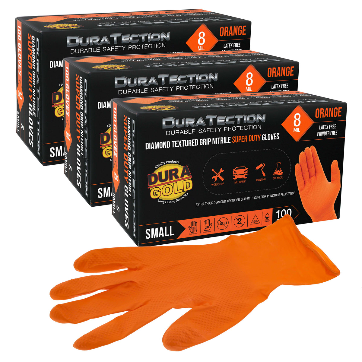 Duratection Mil Orange Super Duty Diamond Textured Nitrile