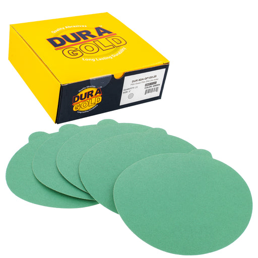 120 Grit - 6" Green Film - PSA Self Adhesive Stickyback Sanding Discs for DA Sanders - Box of 25