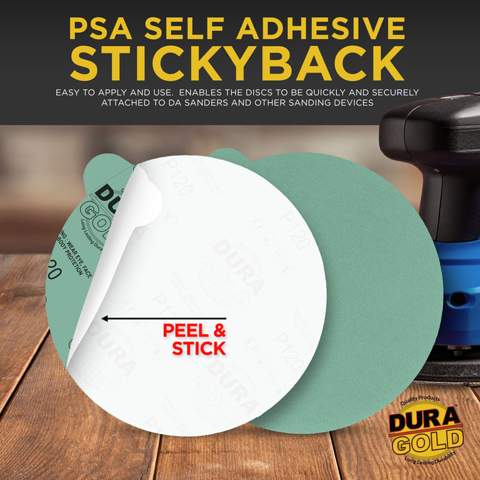 120 Grit - 6" Green Film - PSA Self Adhesive Stickyback Sanding Discs for DA Sanders - Box of 25