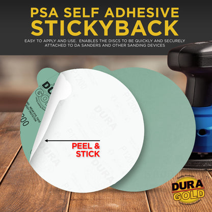 1200 Grit - 6" Green Film - PSA Self Adhesive Stickyback Sanding Discs for DA Sanders - Box of 25
