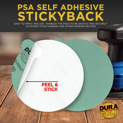 150 Grit - 6" Green Film - PSA Self Adhesive Stickyback Sanding Discs for DA Sanders - Box of 25