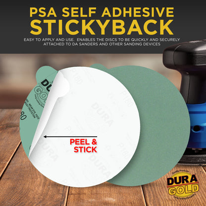 180 Grit - 6" Green Film - PSA Self Adhesive Stickyback Sanding Discs for DA Sanders - Box of 25