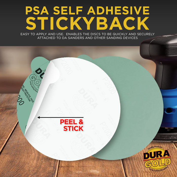 2000 Grit - 6" Green Film - PSA Self Adhesive Stickyback Sanding Discs for DA Sanders - Box of 25