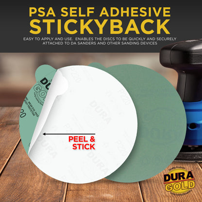 220 Grit - 6" Green Film - PSA Self Adhesive Stickyback Sanding Discs for DA Sanders - Box of 25
