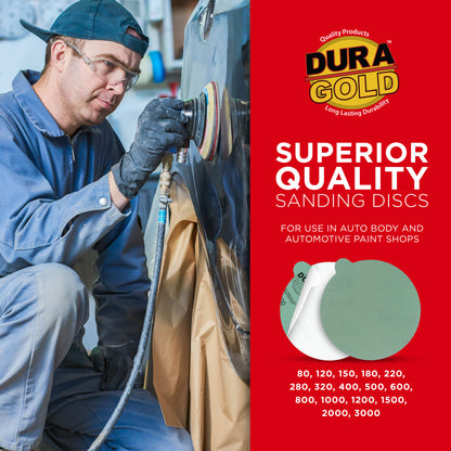 500 Grit - 6" Green Film - PSA Self Adhesive Stickyback Sanding Discs for DA Sanders - Box of 25