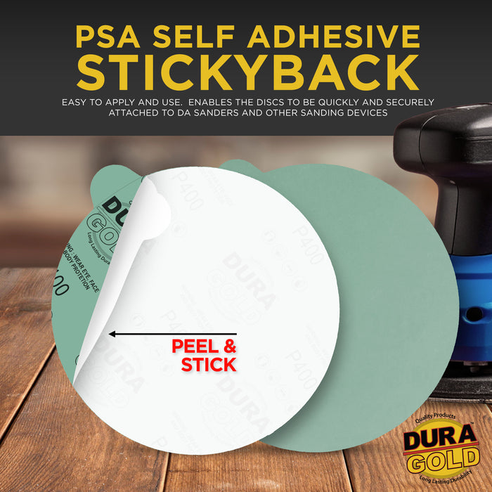 Variety Grit Pack - 6" Green Film - PSA Self Adhesive Stickyback Sanding Discs 5 of each grit (80, 120, 220, 320, 400) - Box of 25