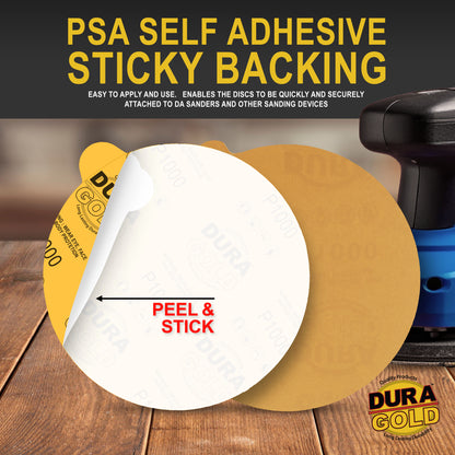 1000 Grit - 6" Gold PSA Self Adhesive Stickyback Sanding Discs for DA Sanders - Box of 24