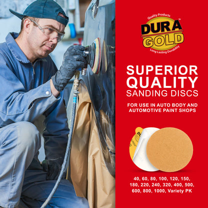 40 Grit - 6" Gold PSA Self Adhesive Stickyback Sanding Discs for DA Sanders - Box of 25