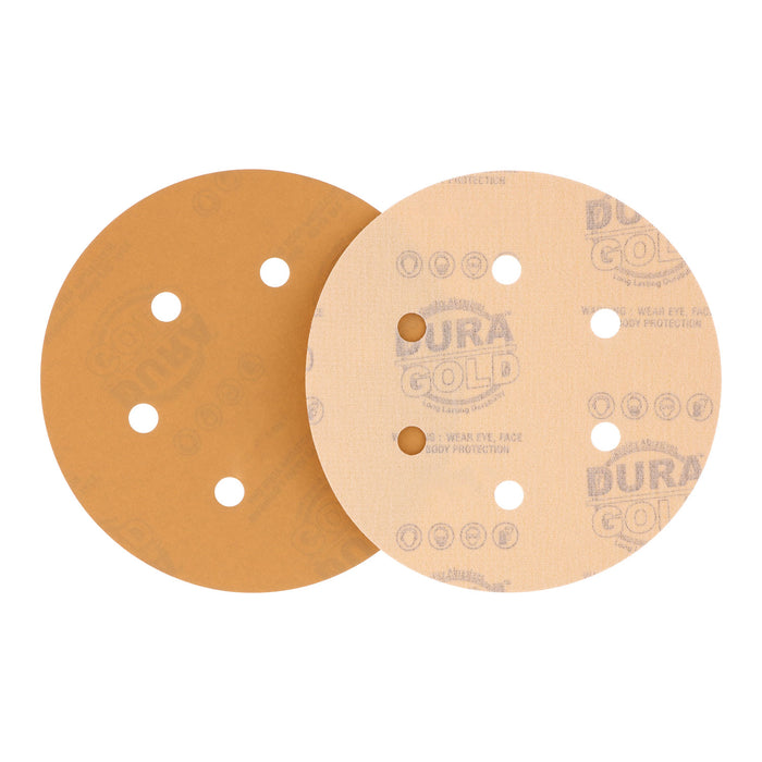 1000 Grit - 6" Gold Hook & Loop 6-Hole Pattern Sanding Discs for DA Sanders - Box of 50