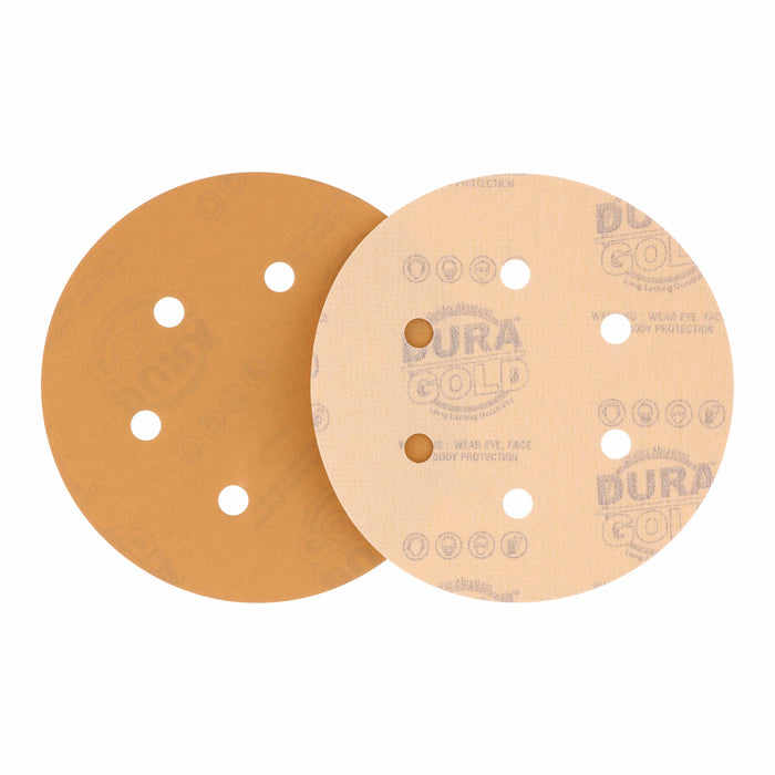 1500 Grit - 6" Gold Hook & Loop 6-Hole Pattern Sanding Discs for DA Sanders - Box of 24