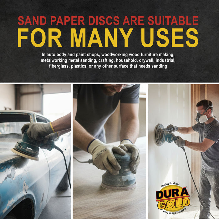 80 Grit - 6" Gold PSA Self Adhesive Stickyback Sanding Discs for DA Sanders - Box of 50