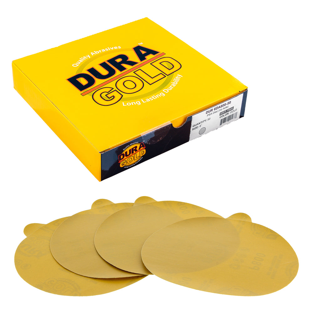 800 Grit - 6" Gold PSA Self Adhesive Stickyback Sanding Discs for DA Sanders - Box of 50