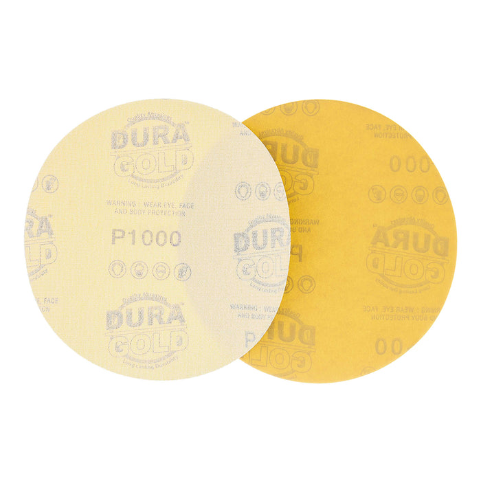 1000 Grit - 6" Gold Hook & Loop No Hole Pattern Sanding Discs for DA Sanders - Box of 24