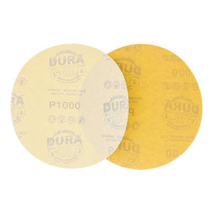 1000 Grit - 6" Gold Hook & Loop No Hole Pattern Sanding Discs for DA Sanders - Box of 24