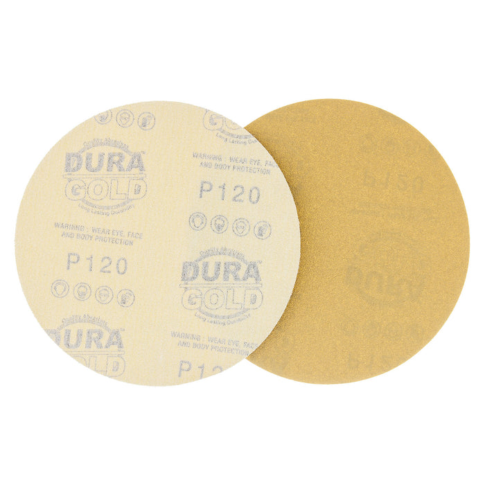 120 Grit - 6" Gold Hook & Loop No Hole Pattern Sanding Discs for DA Sanders - Box of 50