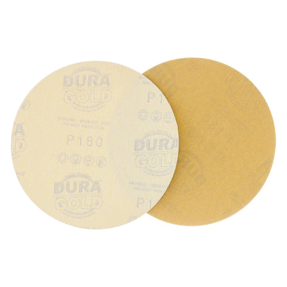 180 Grit - 6" Gold Hook & Loop No Hole Pattern Sanding Discs for DA Sanders - Box of 50