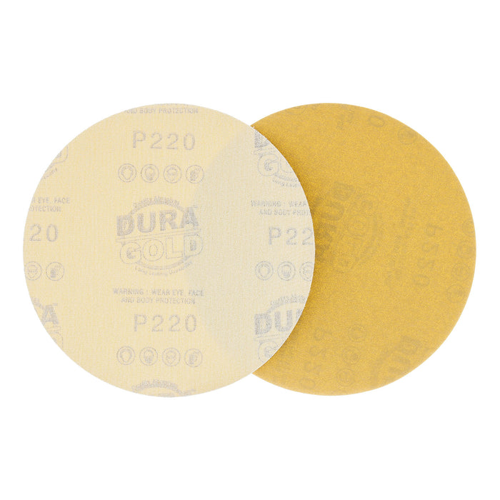 220 Grit - 6" Gold Hook & Loop No Hole Pattern Sanding Discs for DA Sanders - Box of 50