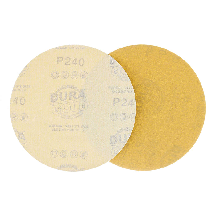 240 Grit - 6" Gold Hook & Loop No Hole Pattern Sanding Discs for DA Sanders - Box of 50