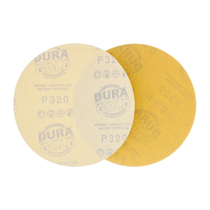 320 Grit - 6" Gold Hook & Loop No Hole Pattern Sanding Discs for DA Sanders - Box of 50