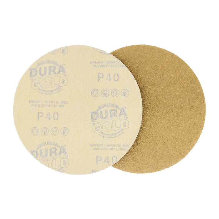 40 Grit - 6" Gold Hook & Loop No Hole Pattern Sanding Discs for DA Sanders - Box of 25