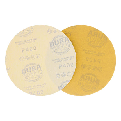 400 Grit - 6" Gold Hook & Loop No Hole Pattern Sanding Discs for DA Sanders - Box of 50