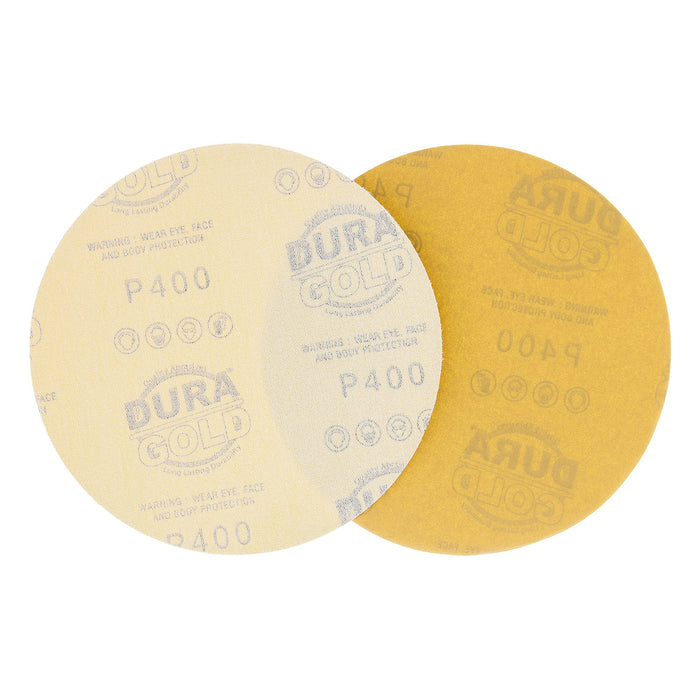 400 Grit - 6" Gold Hook & Loop No Hole Pattern Sanding Discs for DA Sanders - Box of 50