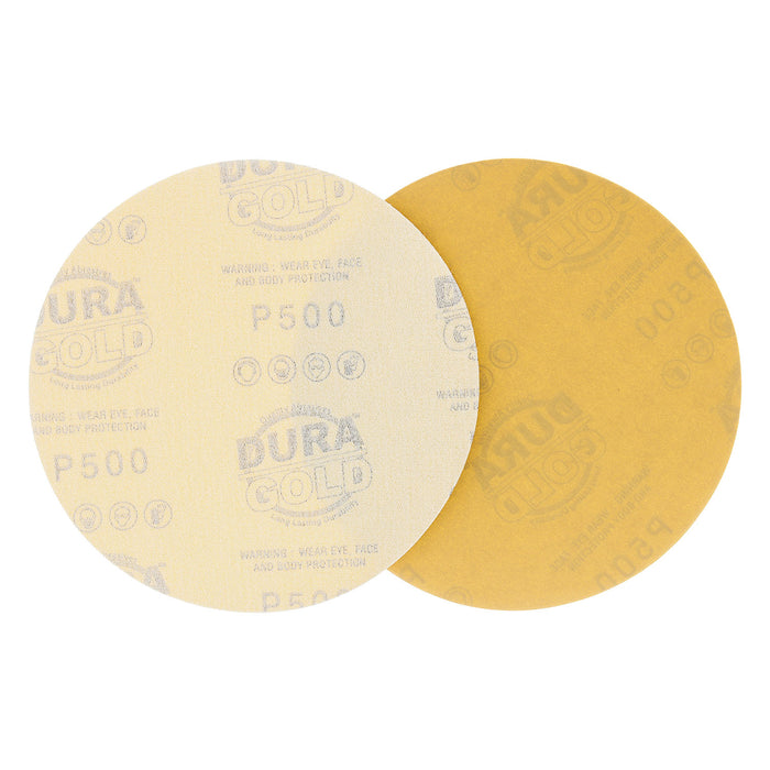 500 Grit - 6" Gold Hook & Loop No Hole Pattern Sanding Discs for DA Sanders - Box of 50