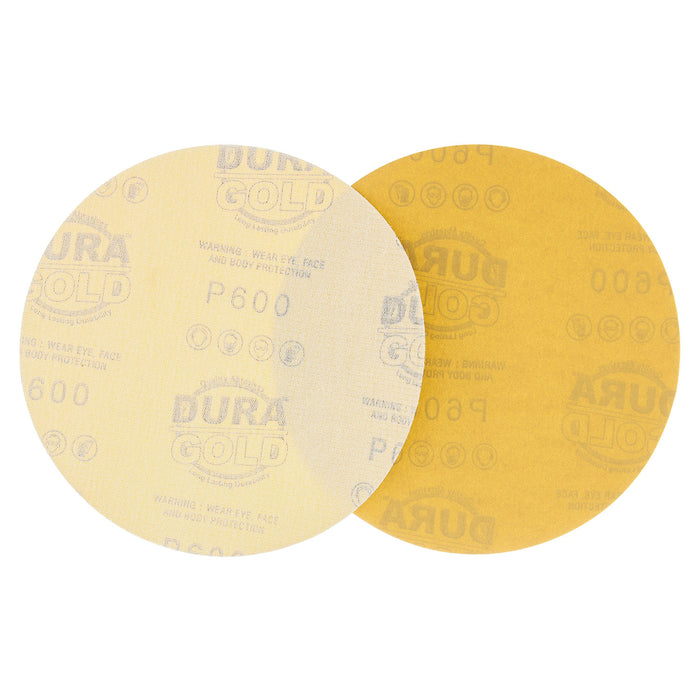 600 Grit - 6" Gold Hook & Loop No Hole Pattern Sanding Discs for DA Sanders - Box of 50