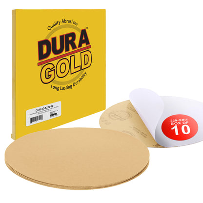 220 Grit - 8" Gold PSA Self Adhesive Stickyback Sanding Discs for DA Sanders - Box of 10