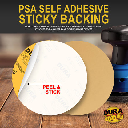 320 Grit - 8" Gold PSA Self Adhesive Stickyback Sanding Discs for DA Sanders - Box of 10