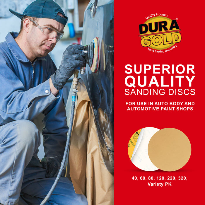 320 Grit - 8" Gold PSA Self Adhesive Stickyback Sanding Discs for DA Sanders - Box of 10
