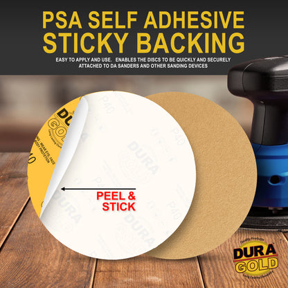 40 Grit - 8" Gold PSA Self Adhesive Stickyback Sanding Discs for DA Sanders - Box of 10
